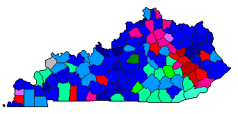 1987 Kentucky County Map of Republican Primary Election Results for Governor