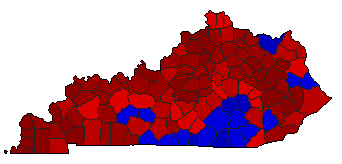 1987 Kentucky County Map of General Election Results for Secretary of State