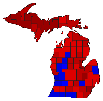 1988 Michigan County Map of General Election Results for Senator