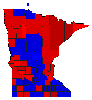 1988 Minnesota County Map of General Election Results for President