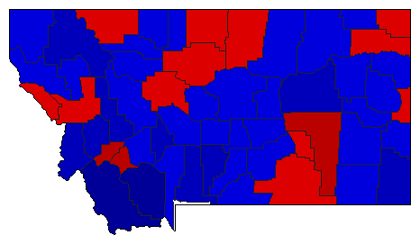 1988 Montana County Map of General Election Results for Senator