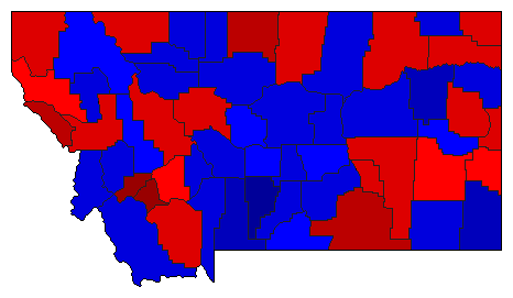 1988 Montana County Map of General Election Results for Secretary of State