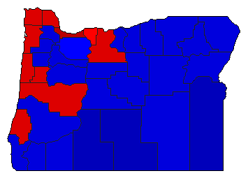 1988 Oregon County Map of General Election Results for President