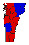 1988 Vermont County Map of General Election Results for Governor