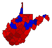 1988 West Virginia County Map of General Election Results for Governor