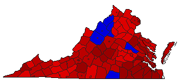 1989 Virginia County Map of General Election Results for Attorney General