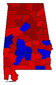 1990 Alabama County Map of Democratic Primary Election Results for State Auditor