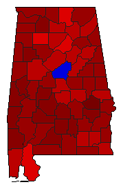 1990 Alabama County Map of General Election Results for Lt. Governor