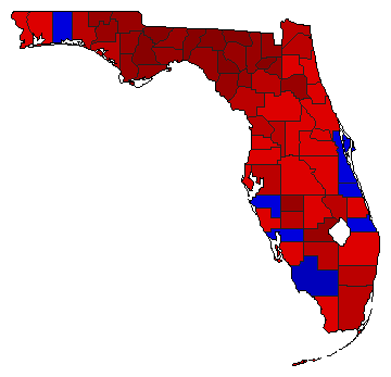 1990 Florida County Map of General Election Results for Comptroller General