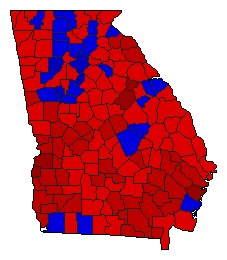 1990 Georgia County Map of General Election Results for Insurance Commissioner