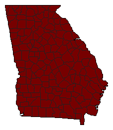 1990 Georgia County Map of General Election Results for Secretary of State