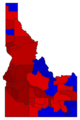 1990 Idaho County Map of Democratic Primary Election Results for Senator