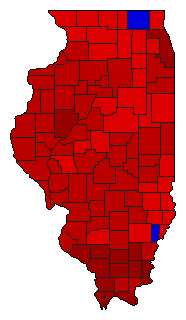 1990 Illinois County Map of General Election Results for Senator
