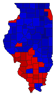 1990 Illinois County Map of General Election Results for Secretary of State
