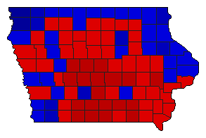 1990 Iowa County Map of General Election Results for Senator