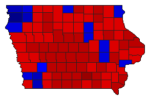 1990 Iowa County Map of General Election Results for State Treasurer