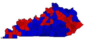 1990 Kentucky County Map of General Election Results for Senator