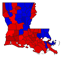 1990 Louisiana County Map of General Election Results for Senator