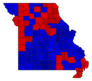 1990 Missouri County Map of General Election Results for State Auditor