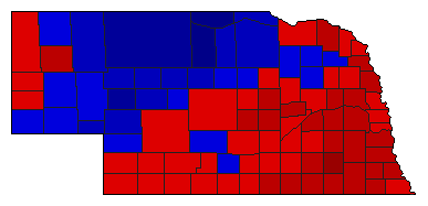 1990 Nebraska County Map of General Election Results for Senator