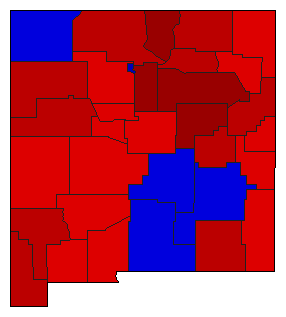 1990 New Mexico County Map of General Election Results for Secretary of State