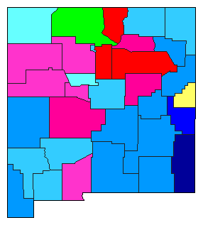 1990 New Mexico County Map of Democratic Primary Election Results for Secretary of State