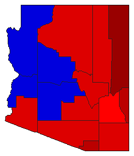1990 Arizona County Map of General Election Results for Governor