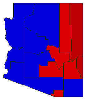 1990 Arizona County Map of General Election Results for State Treasurer