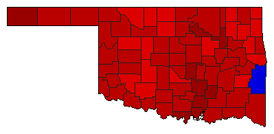 1990 Oklahoma County Map of Democratic Primary Election Results for State Auditor