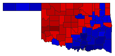 1990 Oklahoma County Map of Democratic Runoff Election Results for Governor