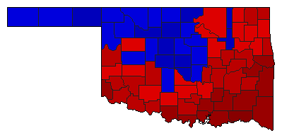 1990 Oklahoma County Map of General Election Results for State Treasurer