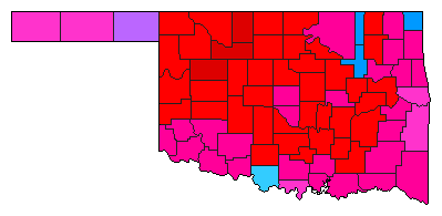 1990 Oklahoma County Map of Democratic Primary Election Results for State Treasurer