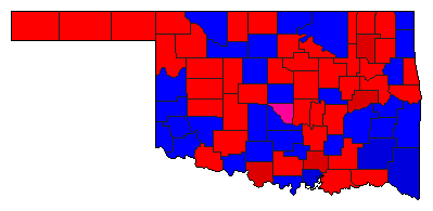 1990 Oklahoma County Map of Republican Primary Election Results for State Treasurer
