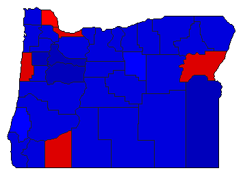1990 Oregon County Map of General Election Results for Senator