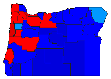 1990 Oregon County Map of General Election Results for Governor