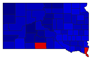 1990 South Dakota County Map of General Election Results for Secretary of State
