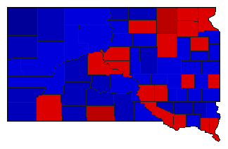 1990 South Dakota County Map of General Election Results for State Treasurer