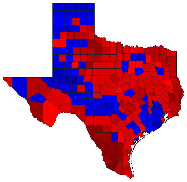 1990 Texas County Map of General Election Results for Attorney General
