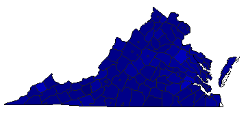 1990 Virginia County Map of General Election Results for Senator