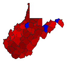 1990 West Virginia County Map of General Election Results for Senator