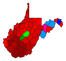 1990 West Virginia County Map of Democratic Primary Election Results for Attorney General