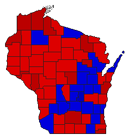 1990 Wisconsin County Map of General Election Results for Secretary of State