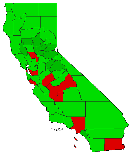 1990 California County Map of General Election Results for Amendment