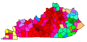 1991 Kentucky County Map of Democratic Primary Election Results for Agriculture Commissioner