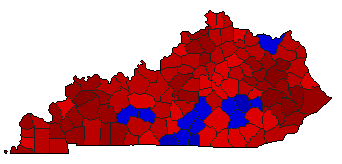 1991 Kentucky County Map of General Election Results for Governor
