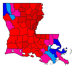 1991 Louisiana County Map of Open Primary Election Results for Insurance Commissioner