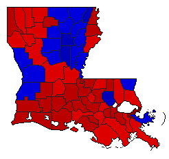 1991 Louisiana County Map of General Election Results for Governor