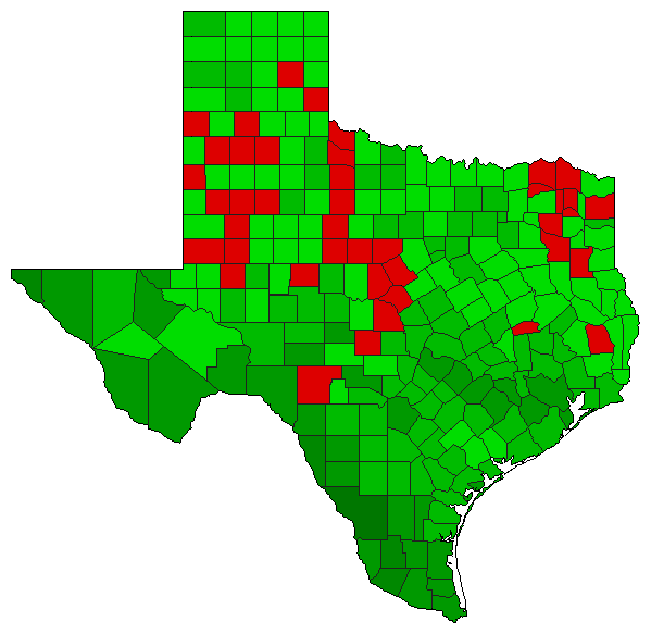 1991 Texas County Map of Special Election Results for Referendum