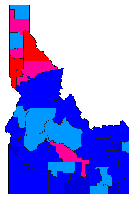 1992 Idaho County Map of General Election Results for President
