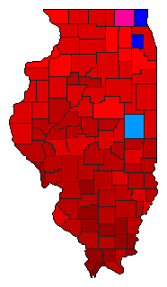 1992 Illinois County Map of Democratic Primary Election Results for President